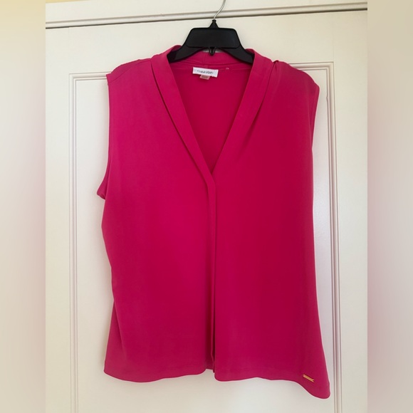Calvin Klein Fuchsia Sleeveless Blouse XL Worn Once Like New - Picture 11 of 16